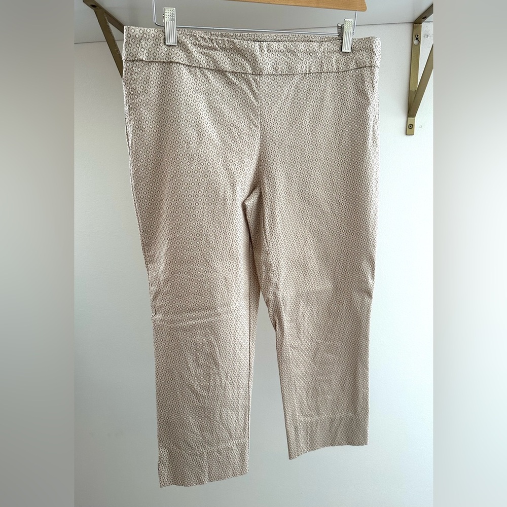 Adrienne Vittadini Beige Patterned Trousers